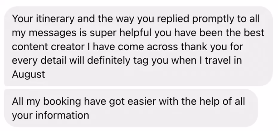 Traveler testimonial 8